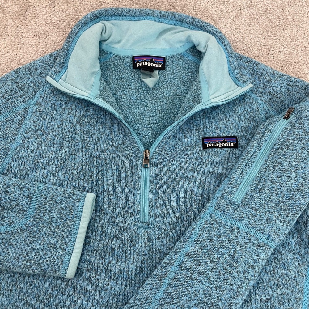 Patagonia Better Sweater Pullover Womens Medium Sky Blue 1/4 Zip Granola Travel